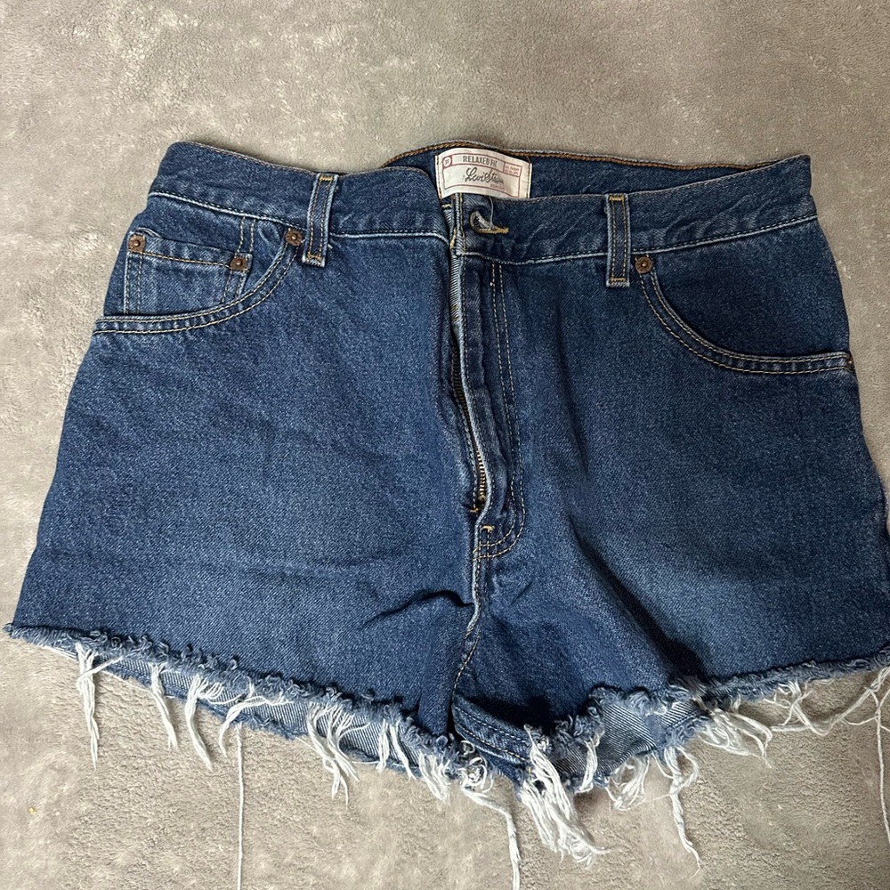 Levi's Blue Jean Shorts with Frayed Hem